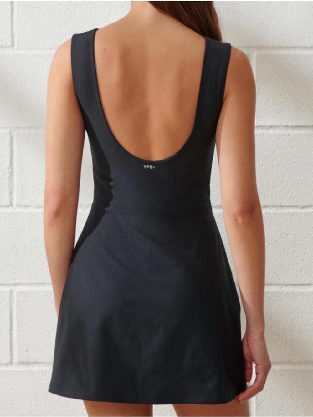Abercrombie & Fitch YPB SculptLUX Solid Black Mini Dress Tennis Prep Size Large - Picture 11 of 12